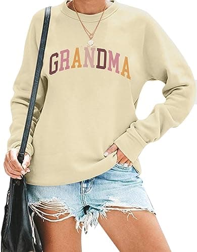 Grandma Sweatshirt Women Nana Life Grandma Letter Print Crewneck