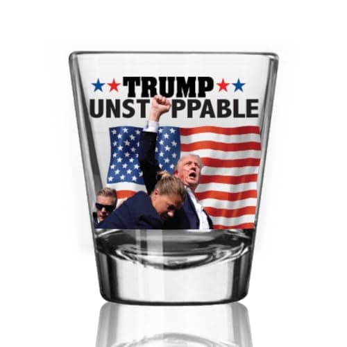 Patriots Cave President 2oz Shot Glass Made in America & Dishwasher Safe Fist Pump Fight Patriotic Gift