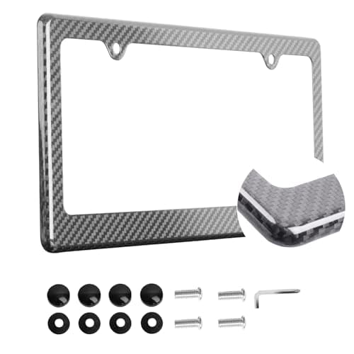 ARRIS Real Carbon Fiber License Plate Frame, 2 Holes Black Glossy License Plate Cover, Universal Tag Frames for Front and Rear Car Tags Twill Glossy