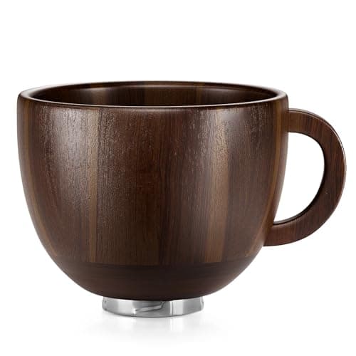 SpaceAid Wooden Bowl with Handle, Kitchen Space Aid Acacia Wood Mixing Bowls Holder for Stand Mixer, Compatible with 4.5 & 5 QT Tilt-Head Models Kitchen, Natural Wood