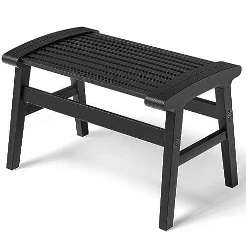 Shower Chair for Insider Shower, Bamboo Shower Bench with Big Soft Surface Waterproof Nonslip Shower Stool for Elderly Disabled, Sturdy Shower Seat 350 lbs Capacity for Bathroom, Living Room (Black)