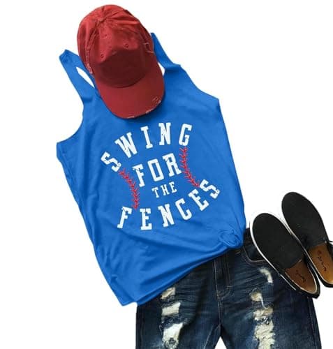 FAYALEQ Baseball Shirt for Women Swing for The Fences Racerback Tank Top