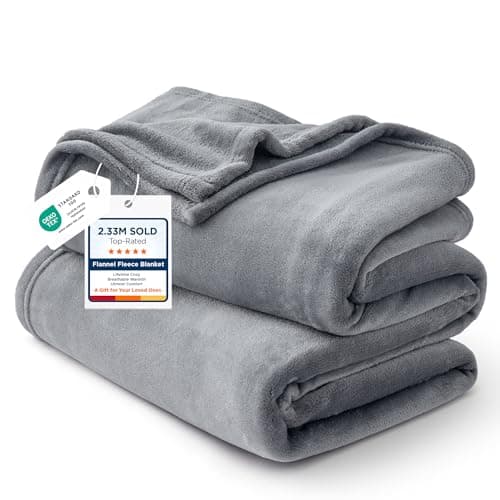Bedsure GentleSoft Fleece Bed Blankets Queen Size Grey - Soft Warm Outdoor Picnic Fall Blanket for Camping Travel Lightweight Cozy Anti-Static, Room Home Decor Gifts for Husband and Men, 90x90 inches