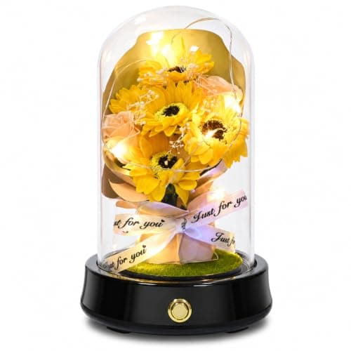 Sunflower Gifts for Women,Forever Sunflower in Glass Dome,Sun flowers