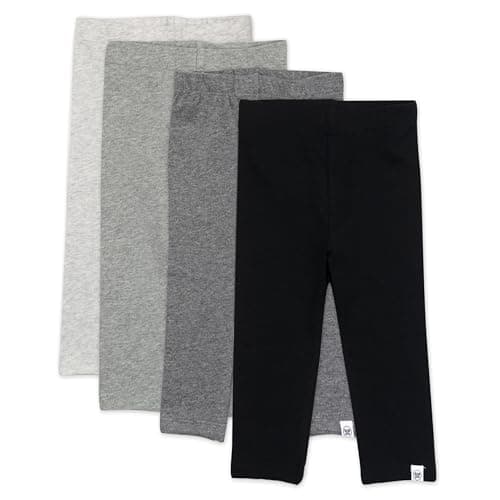 HonestBaby 4-Pack Organic Cotton Leggings, Gray Ombre, 12 Months