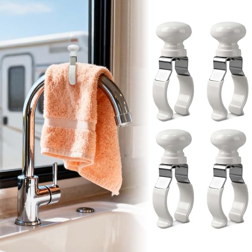 FLstudio RV Towel Clips Holder: 4-Pack Heavy Duty Windproof | Hold Thick Towels | Heat Resistant Anti Slip - Outdoor RV Owners/RV Campers & Holiday Gift