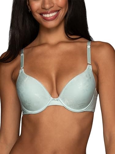 Vanity Fair Women's Ego Boost Push Up Bra, Adds Up to One Full Cup Size, Underwire Push Up Bras for Women, Spring Opal Jacquard, 34C