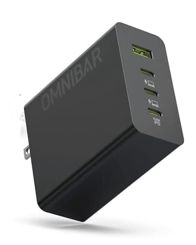 Omnibar 140W USB C Charger Block, 100W GaN Fast Charging Laptop Charger, 4-Port Compact USB C Wall Charger Power Adapter for MacBook Air/Pro, Dell XPS, iPad, iPhone 17/16/15, Samsung Galaxy S25/S24