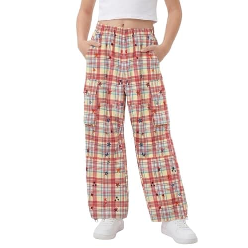 WELAKEN Girls Cargo Pants with Pockets Casual Utility Pants