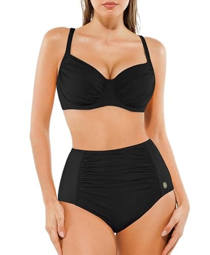 Popilush 2 Piece Swimsuit for Women Tummy Control High Waisted Bikini Sets