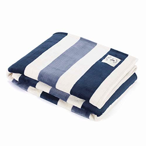 Nautica - Fleece Throw Blanket for Couch 50x60, Ultra Soft Plush Micro Flannel Throw, Lightweight Warm Cozy Blanket, Americana Decor, Perfect for Sofa, Bed, Living Room (Awning Stripe Blue)