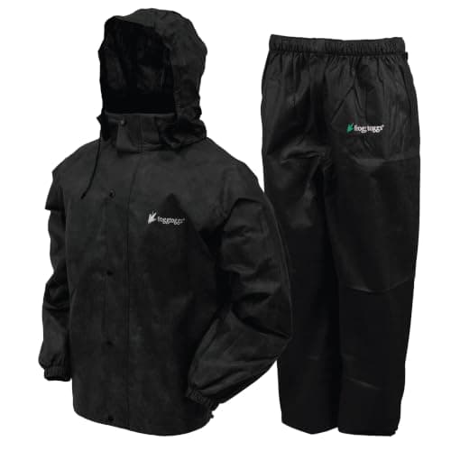 FROGG TOGGS Men's Standard Classic All-Sport 3-Layer Waterproof Breathable Rain Suit, Black/Black, Large