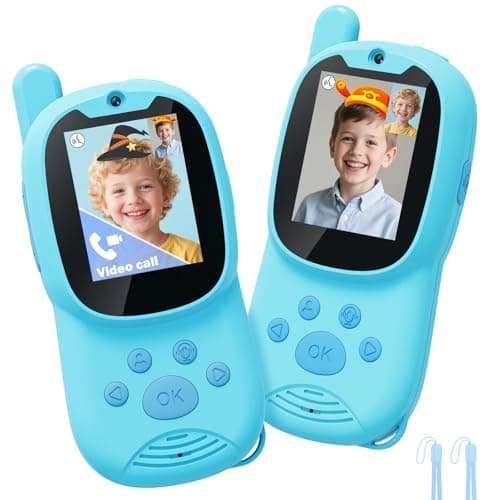 Eveedo Video walkie talkies for Kids,2 Pack Rechargeable Kids Walkie Talkies can Send Messages,Christmas Birthday Gifts for Kid Age 3-12,Portable Toddler Toy for 4 5 6 7 8 9 Year Old Girls Boys Blue