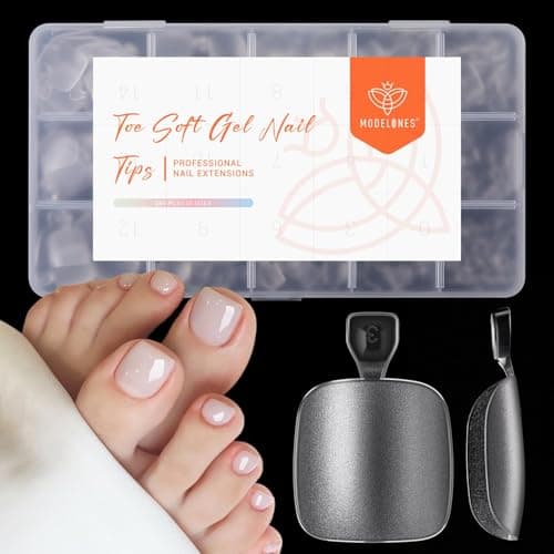 Modelones Toe Nail Tips Short Square Soft Gel Tips Squoval Fake Press Ons Toe Nails Matte Full Cover Pre-shape Extension Home DIY Salon 240Pcs 15Sizes