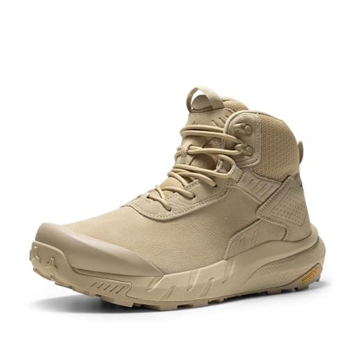 NORTIV 8 Men's Waterproof Military Tactical Work Boots Leather Motorcycle Combat Lightweight Non-Slip Hiking Boots for Men VaporGuard,Size 8,Sand-6 Inches,SNMT246M