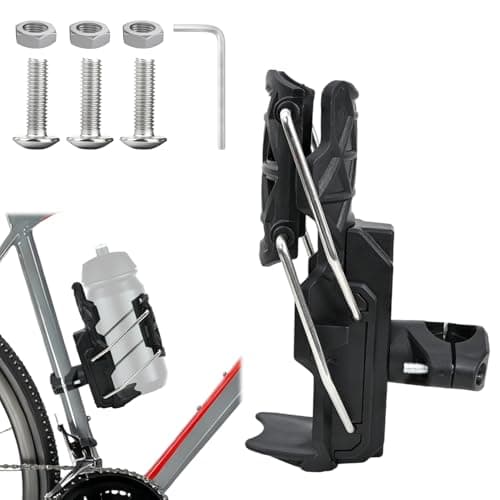 GDGJWL Adaptive Cycling Water Bottle Holder, 360° Rotatable Auto-Clamping Cup Cage, Tool-Free Universal Mount for 2-3" Bottles, Honeycomb Mesh for Mountain/Road Bikes & Motorcycles (Black)