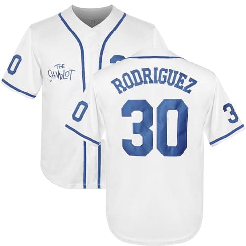 Youth Baseball Jersey 30 Stitched The Sandlot Benny The Jet Rodriguez Movie Boy's Baseball Jersey Gift for Kids(Large,30-Bwhite)