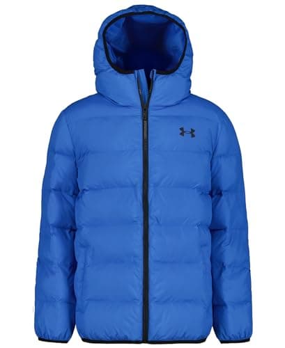 Under Armour Boys' Pronto Hooded Puffer Jacket, Lightweight & Water Repellent, Blue Atlantis, YXL