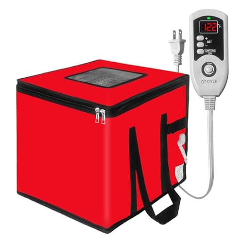 Bread Proofing Box with Heater, Foldable Sourdough Dough Proofer with 33-122℉ Temperature Control,Starter Warmer for Making Bread, Pizza,Yogurt, Natto and Handmade Soap Red, 13.8 * 13.8 * 13.8inch
