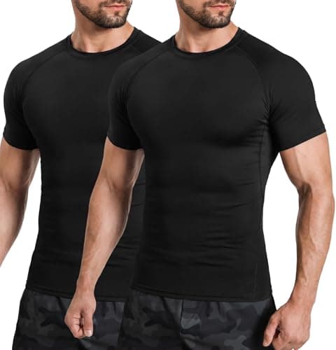 Tigersay Men's Compression Shirts, Short Sleeve T-Shirt Athletic Compression Tops Workout Sports Base Layer Undershirt