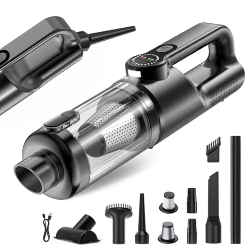 AOPIRDT Car Vacuum Portable Cordless-19000 Pa 4 in 1 Handheld Vacuum Cordless Brushless Motor with LED Light and Multi-Nozzles, One-Touch dust Removal for Car, Home, Office, Pet, Black