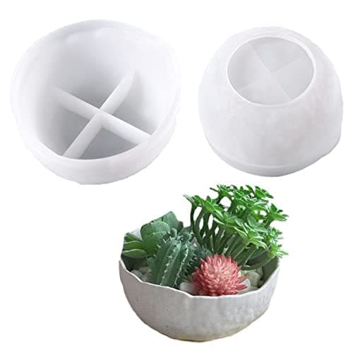 Geometric Flower Pot Silicone Mold Succulent Planter Vase Cactus Concrete Mold Epoxy Resin Candle Pen Holder Plaster Cement Clay Mould (Bowl Shape)