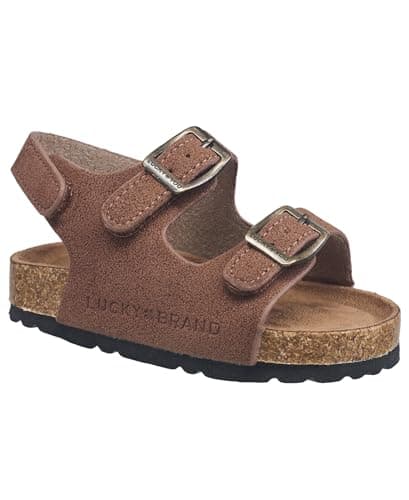 Lucky Brand Toddler Unisex Baby Boy Blanc Double Strap Casual Toddlers Sandals with Hook and Loop Closure in Brown Size: 8 Toddler