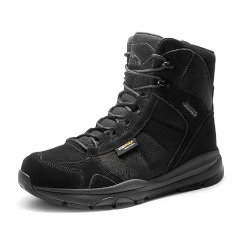 NORTIV 8 Men's Waterproof Lightweight Military Tactical Work Boots Outdoor Hiking Combat Motorcycle Boots,Size 13,Waterproof-All Black,SNMT222M