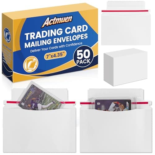 50 Pack Mailer Trading Card Envelopes，7" x 4.35" Trading Card Mailers for Shipping, Perfect Sized Shipping Envelope for Mailing Semi-Rigid and Toploaders, Protector Supplies.