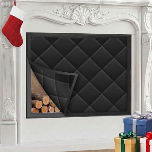 Magnetic Fireplace Draft Cover, Fireplace Blocker Blanket Save Energy, Indoor Fireplace Draft Stopper for Winter Heat Loss and Summer Cooling, Fireplace Insulation Cover for Iron Frame 36 x 28