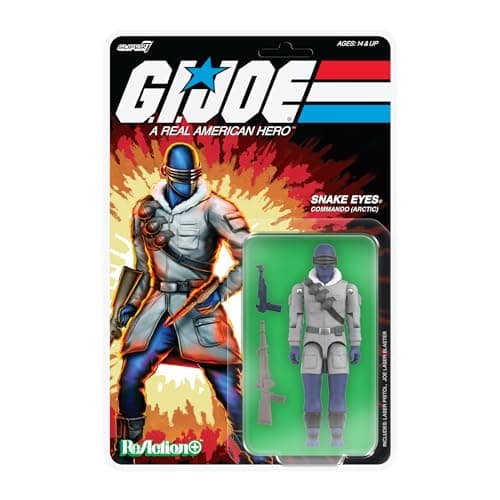 Super7 Reaction+ G.I. Joe Arctic Snake Eyes - 3.75" G.I. Joe Action Figure with Accessories - Classic Cartoon Collectibles and Retro Toys