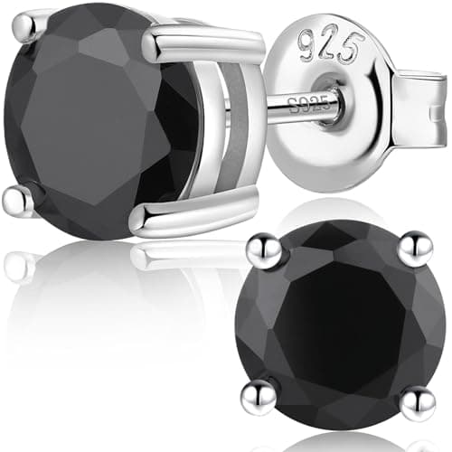 Dowos 925 Sterling Silver Stud Earrings, Brilliant Round Cut & Princess Cut 5A Cubic Zirconia, Hypoallergenic Comfort Silver Pin Stud Earrings, Nickel Free Fine Jewelry (Gift Box)