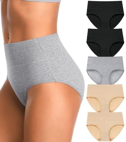 IROCUE Postpartum Underwear Womens Cotton Underwear Soft Stretch Panties for Women Comfort Breathable Tummy Control Underwear Multipack-XL