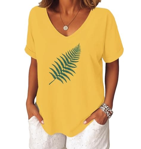 Womens Summer Tops Short Sleeve T-Shirts V Neck Basic Casual Shirts