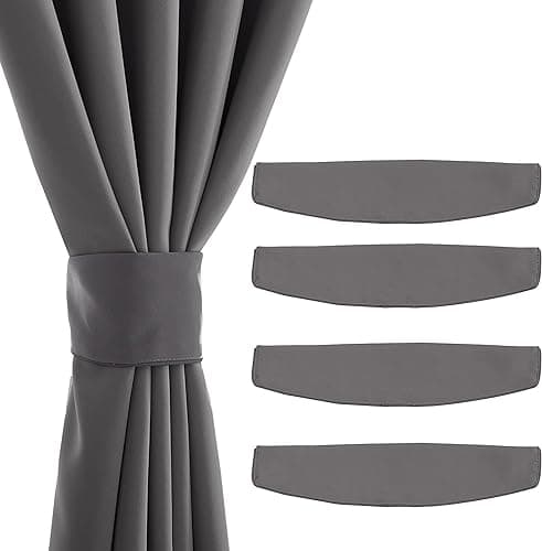 NICETOWN Strong Magnetic Curtain Tiebacks-Curtain Tiebacks for Wall No Screws Perfect of Curtains (Grey, 15 X 4 Inches, Set of 4)