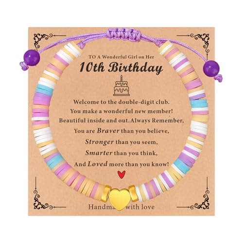 TAGOMEI 10 Year Old Girl Birthday Gifts 10th Birthday Gifts for Girls, 10th Birthday Decorations for Girl Heart Bracelet Gifts for 10 Year Old Daughter Granddaughter Niece Teens Jewelry 8-12
