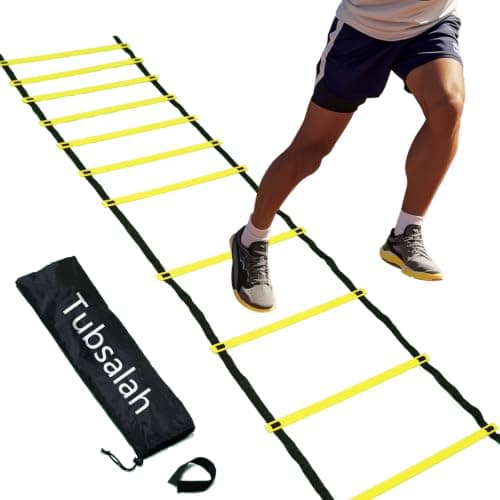 Tubsalah 20ft Adjustable Agility Ladder with Carry Bag Training Equipment for Footwork Drills