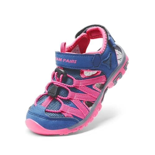 DREAM PAIRS Boys Girls Closed-Toe Outdoor Summer Sport Sandals for Toddler/Little/Big Kid,Size 7 Toddler,Dark Blue/Hot Pink,181108K