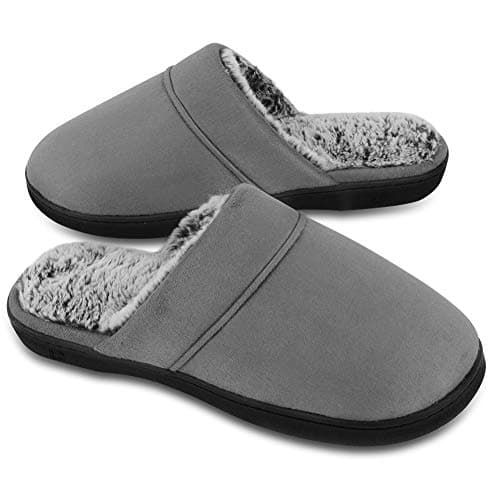 DL Men's Slippers with Memory foam,Comfortable mens house shoes, 11-12,Grey