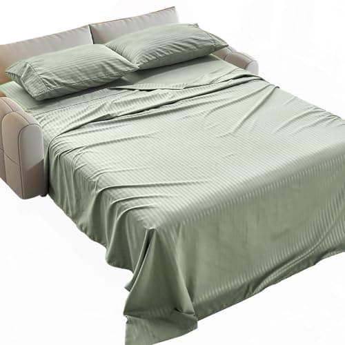 Kingnex Striped 36x72 Twin Sleeper Sofa Bed Sheets Set Sage