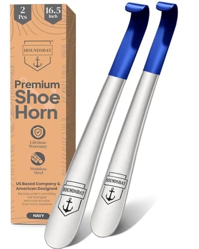 HOUNDSBAY Metal Shoe Horn Long Handle for Seniors - Heavy Duty Shoehorn 2Pk