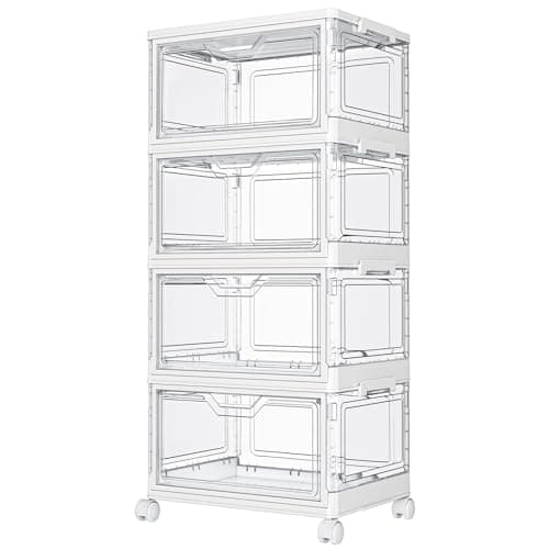 Kmiectse Clear Storage Bins with Lids - 4 Tier 23qt Plastic Stackable Bins