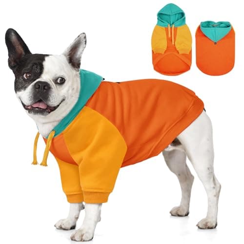 AOFITEE Hoodie for Small Dogs, Warm Small Dog Sweater with Sleeves, Soft Dogs Sweatshirt with Hood for Fall Winter, Basic Hooded Pullover Sweaters for Yorkie, Chihuahua, Maltipoo, Orange S