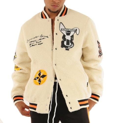 SCREENSHOT-J11354 Mens Urban Sherpa Varsity Heavy Jacket - Streetwear Embroidery Leather Patch Quilted Padded Linning Fashion Jacket-Cream-2XLarge