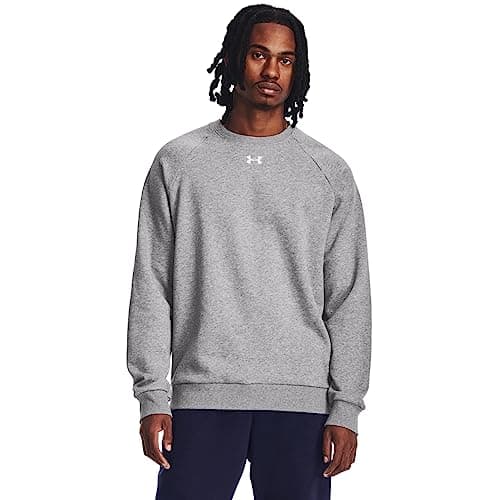 Under Armour Men's Rival Fleece Crew, (025) Castlerock Light Heather / / White, Medium