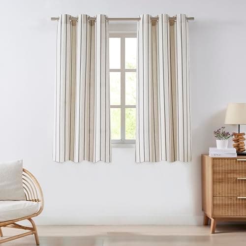 Bapawfish 63 Inch Stripe Light Filtering Window Curtains for Living Room