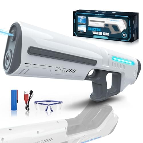Skirfy Electric Water Gun for Kids Adults,Battery-Powered Squirt Toy with Tank,LED Light,Automatic Water Absorption,Summer Outdoor Beach Play,Pool Garden Fun for Kids Age 8 9 10