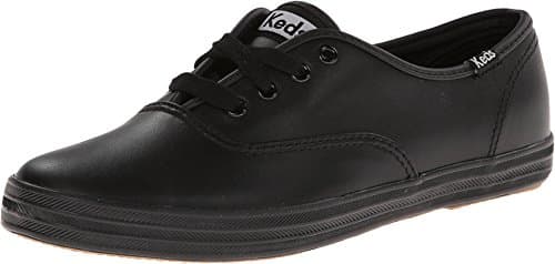 Keds womens Champion Leather Sneaker, Black, 5.5 US