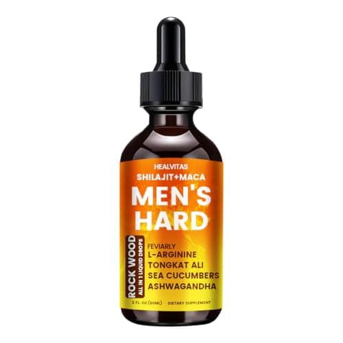 HEALVITAS Booster for Men,Men's Hard Liquid Drops,Men’s Daily Support,Drive,Long-Lasting,Level up Manhood，Boost Your T,Support Mood,Rock Hard,Men's Multivitamin with Shilajit,Maca,Longjack