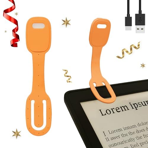 Hoxutym Rechargeable Kids Book Light, Cute Bookmark Reading Light for Kids, Dimmable Portable LED Book Light for Reading in Bed, Eye-Caring Bedtime Reading Lamp for Children & Travel, Orange